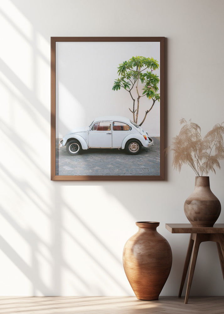 Pastel Volskwagen Beetle in the streets of Oaxaca Mexico Poster