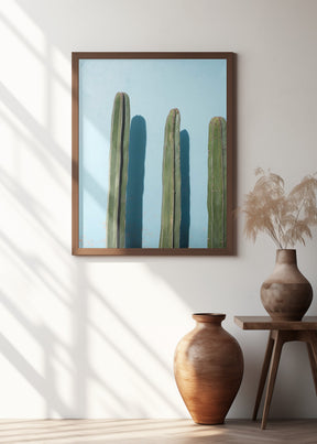 Cacti on Light Blue | Oaxaca Mexico Poster