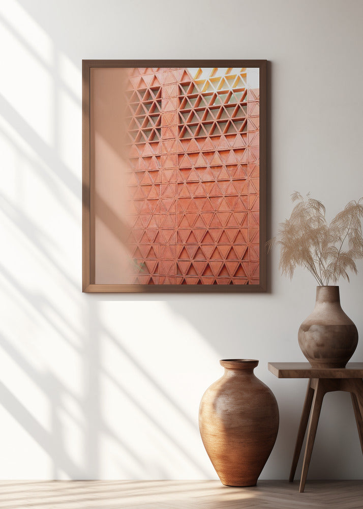 Coral details of Oaxacan Architecture in Mexico Poster