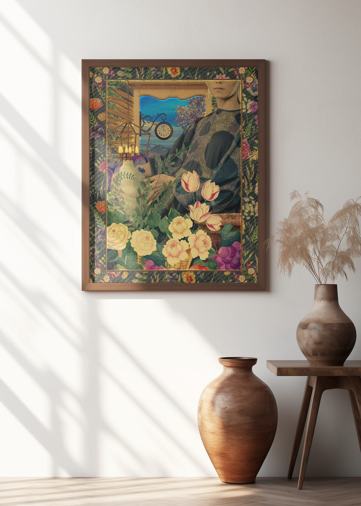 Surreal Floral Portail Collage Poster