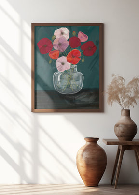 Vase with poppys Poster