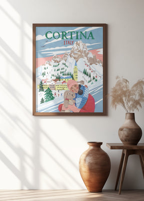 Travel Poster Woman in Cortina, Italy Poster