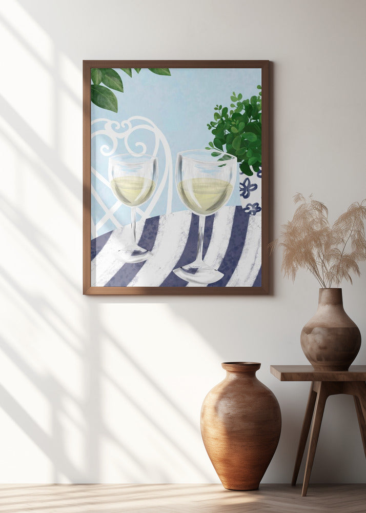 White wine under the tree Poster