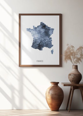 France Watercolor Map Poster