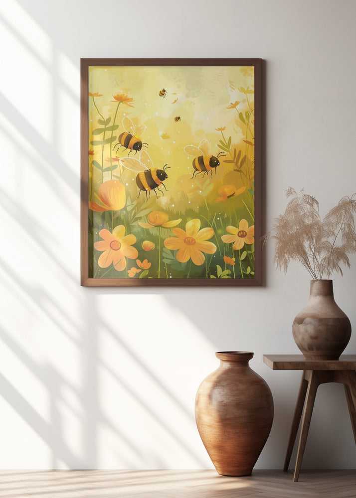 Bees and Flowers Poster