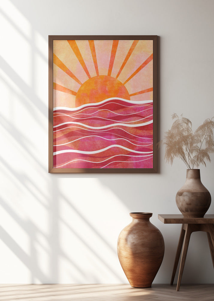 Sea Sunset Pink Poster