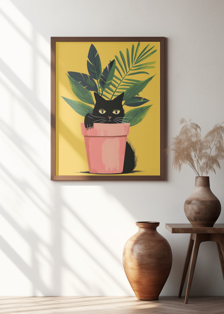 Cat In the Plant Poster