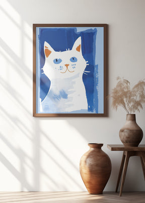 Cat In Blue Poster