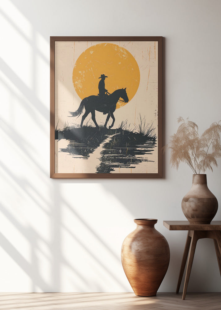 Cowboy In the Sunset Poster