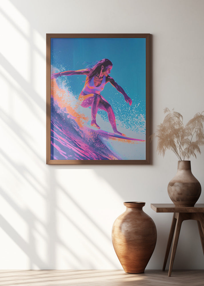 Surfing Woman Poster