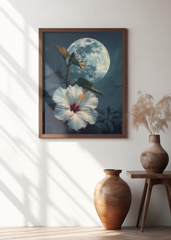 Hibiscus and the Moon Poster