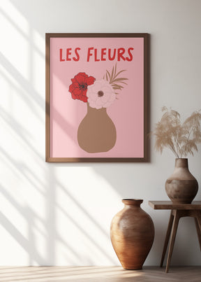 Les Fleurs Pink and Red Poster