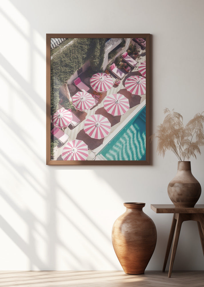 Glam Pool Pink Umbrella Poster