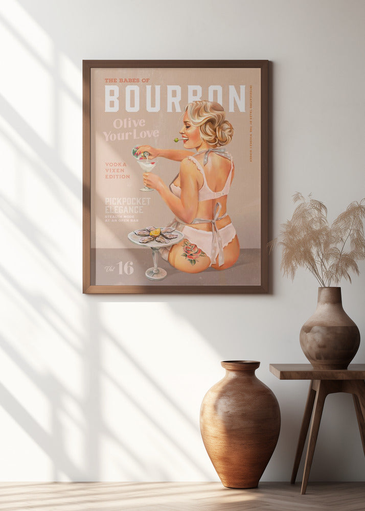 Bourbon Babe Vol 16 Vintage Vodka Martini Pin Up Girl Poster