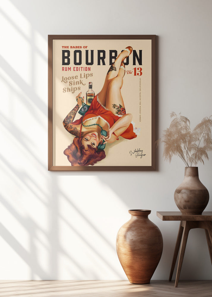 Babes of Bourbon Vol 13 Rum Drinking Pinup Girl Art Poster