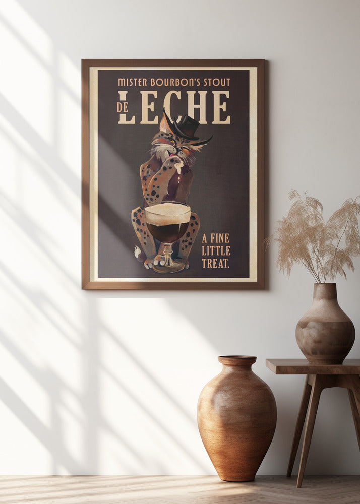 Bourbon De Leche Guinness Style Cat Art Poster