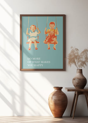 Two Little Girls On Swings Poster