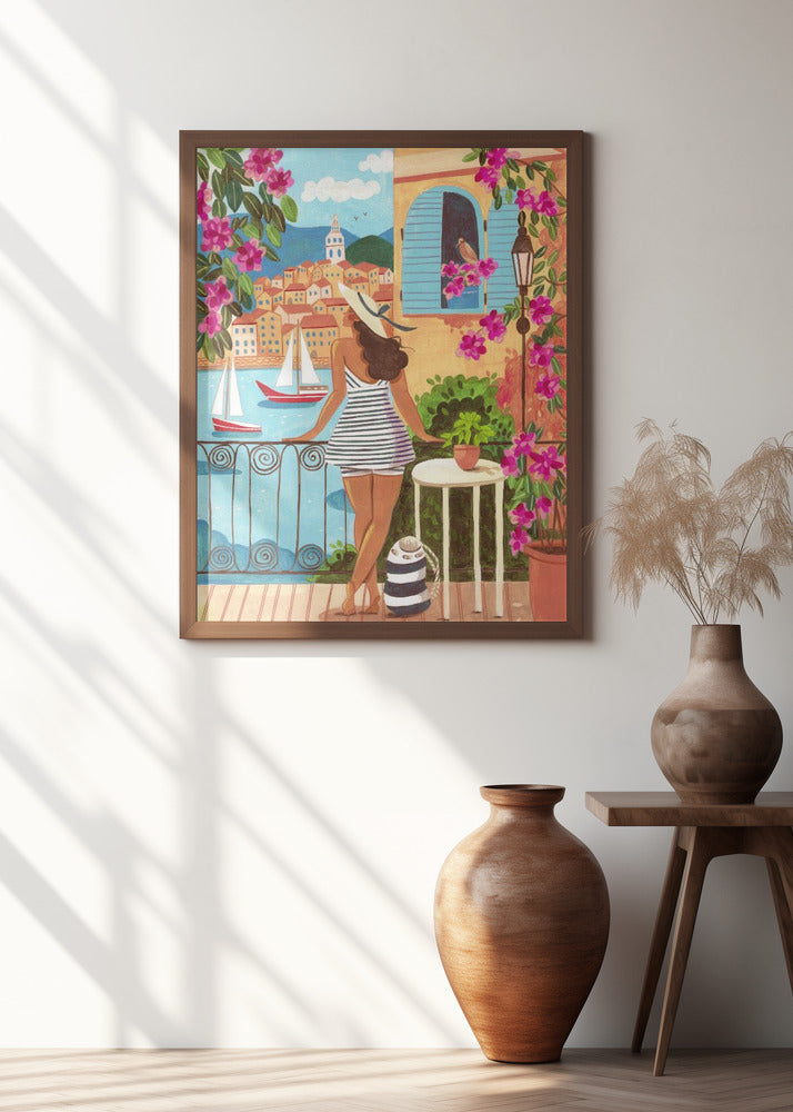 Travel poster woman in Saint-Tropez, France Poster
