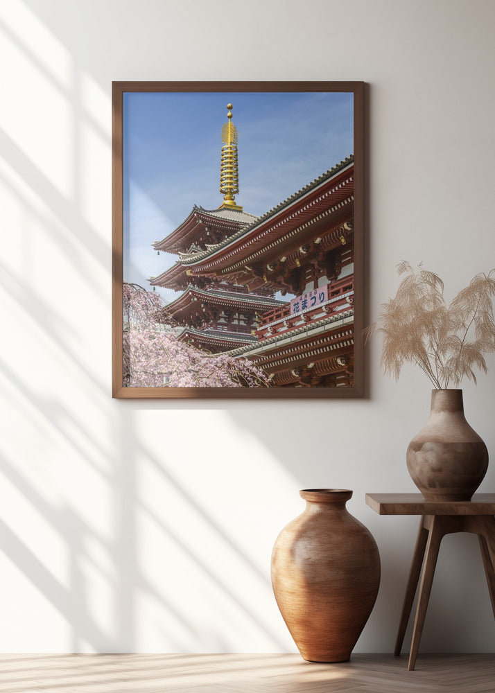 Charming Pagoda and Hozomon Gate of the Senso-ji temple in Tokyo Poster