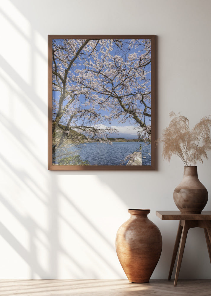 Charming Lake Tanuki with Mount Fuji Poster