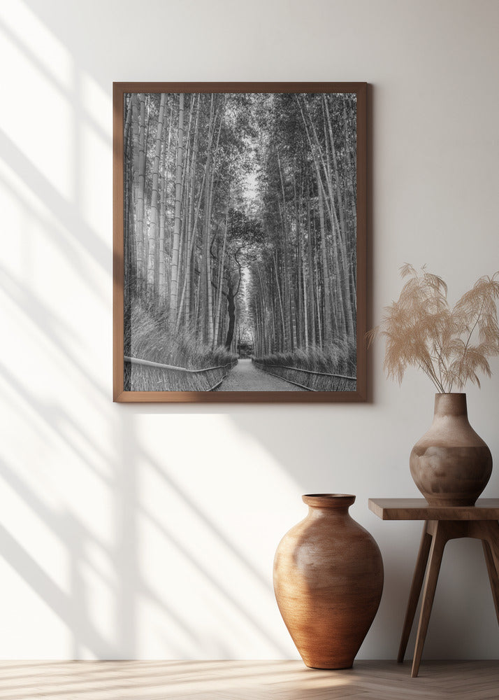 Mighty Arashiyama bamboo forest - monochrome Poster