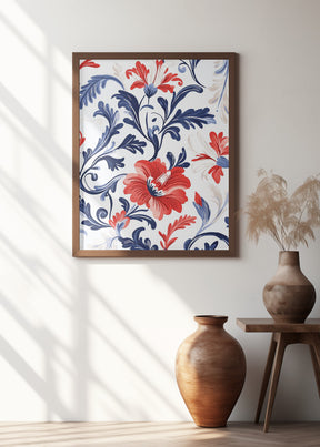 Floral In Blue and Red Poster