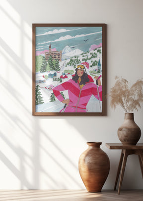 Winter Scene Woman Skiing Poster