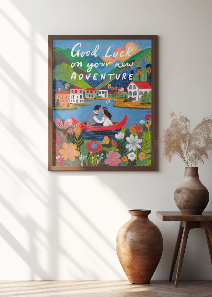 Just Married Couple in a boat Poster