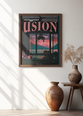 &#039;USION&#039; Fiction vaporwave travel poster Poster