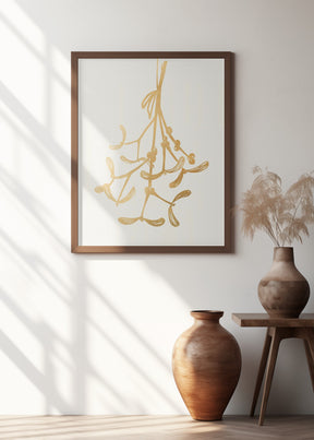 Mistletoe ink sketch (gold) Poster