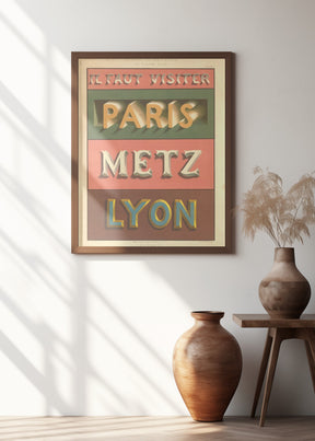 Paris Metz Lyon Poster