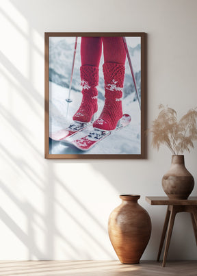 Ski Glamour Red Poster