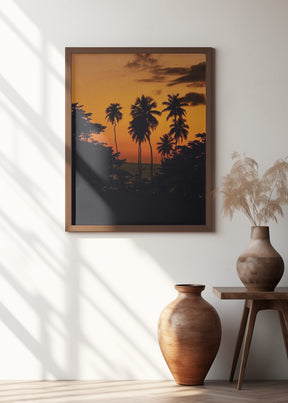 Squiggly Palm Sunset Poster