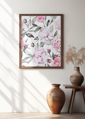 Nature Flowers and Leaves Watercolor Art (127) Poster