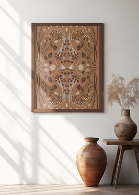 Folk Mirrored Botanicals - Earth Tones Poster