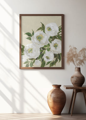 Evadne peonies in beige Poster