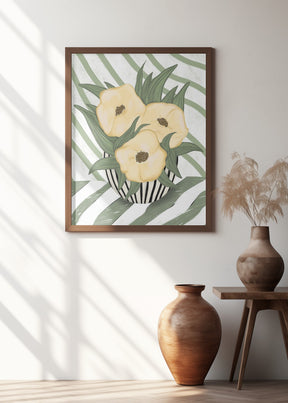 Yellow poppies in vase Poster