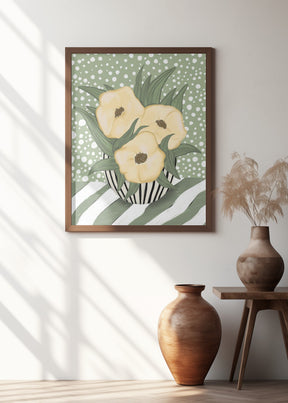 Yellow poppies in vase Poster