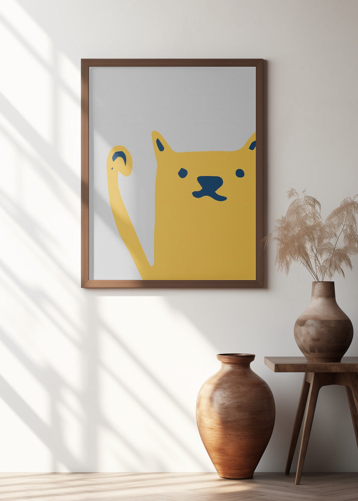 Cute Cat Yellow Poster