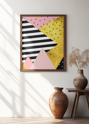 Gold Abstract Pink - Modern Geometric Poster