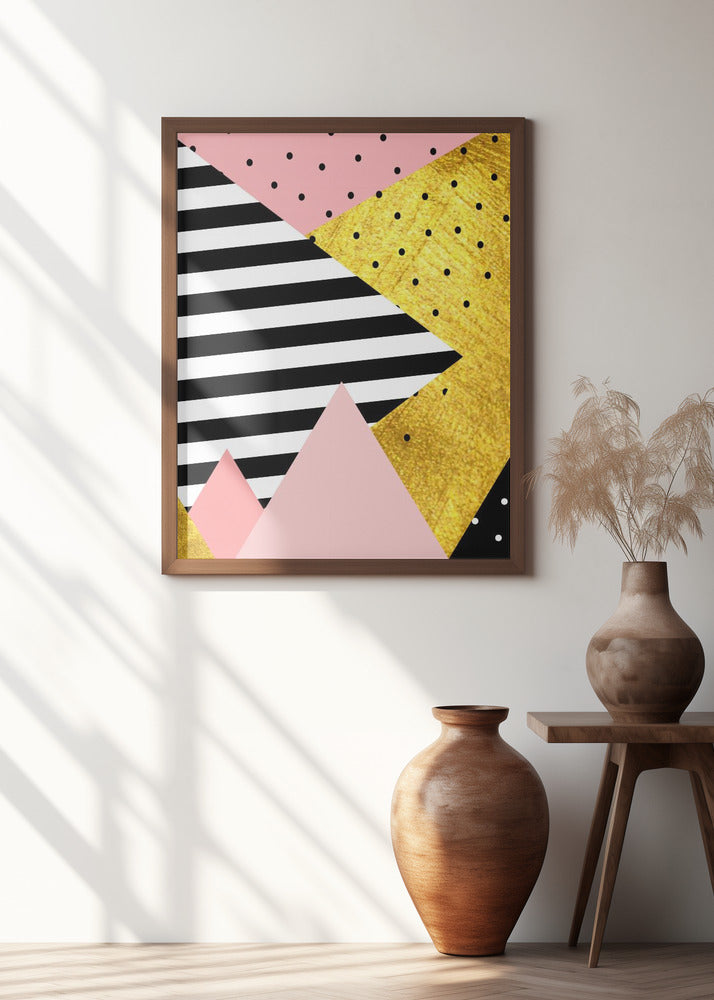 Gold Abstract Pink - Modern Geometric Poster