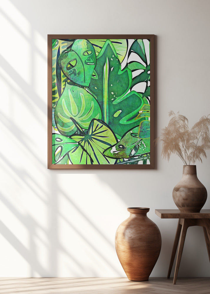 Lush Bohemian Tropical Leaves Poster