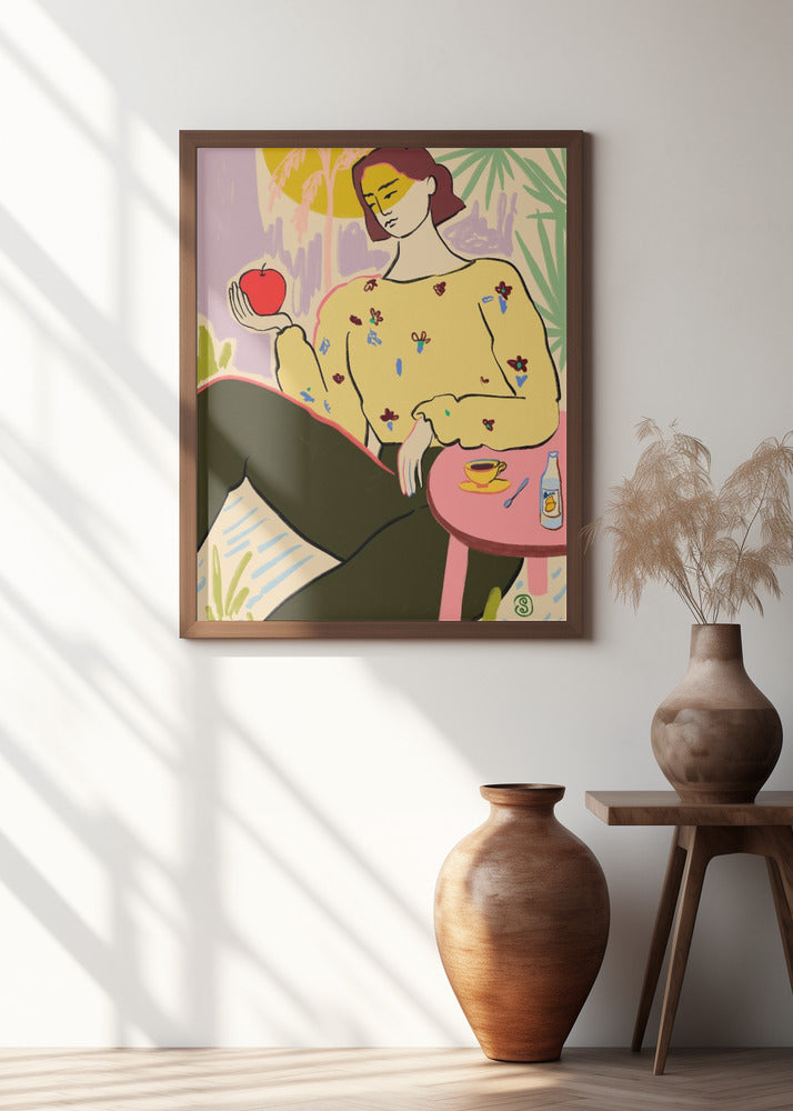 Woman With Apple Poster