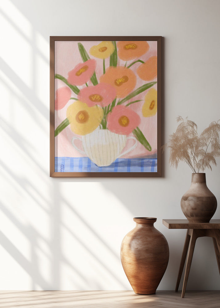 Summer Flowers In a Vase Illustration Poster