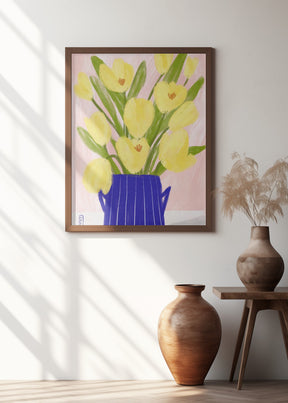 Yellow Tulips In a Vase Poster