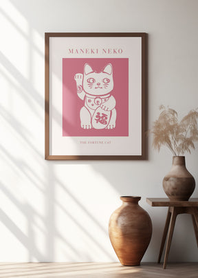 Maneki-neko Cat Pink Poster