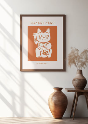 Maneki-neko Cat Orange Poster