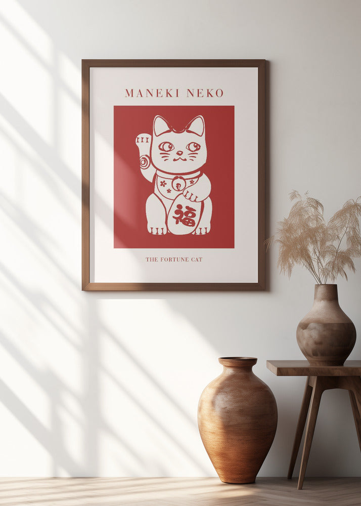 Maneki-Neko Cat Red Poster