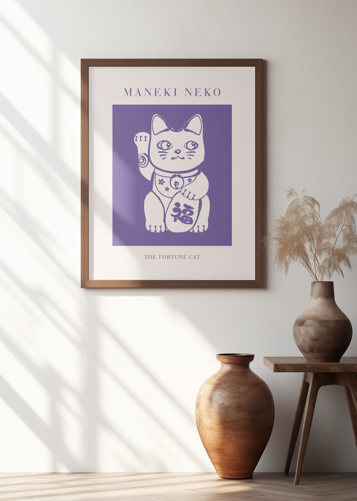 Maneki-neko Cat Purple Poster