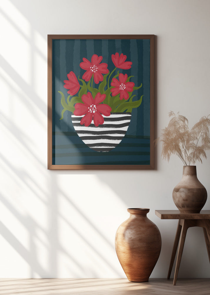 Striped Vase Poster